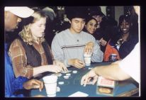 Students playing Mardi Gras poker